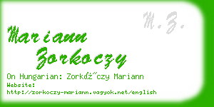 mariann zorkoczy business card